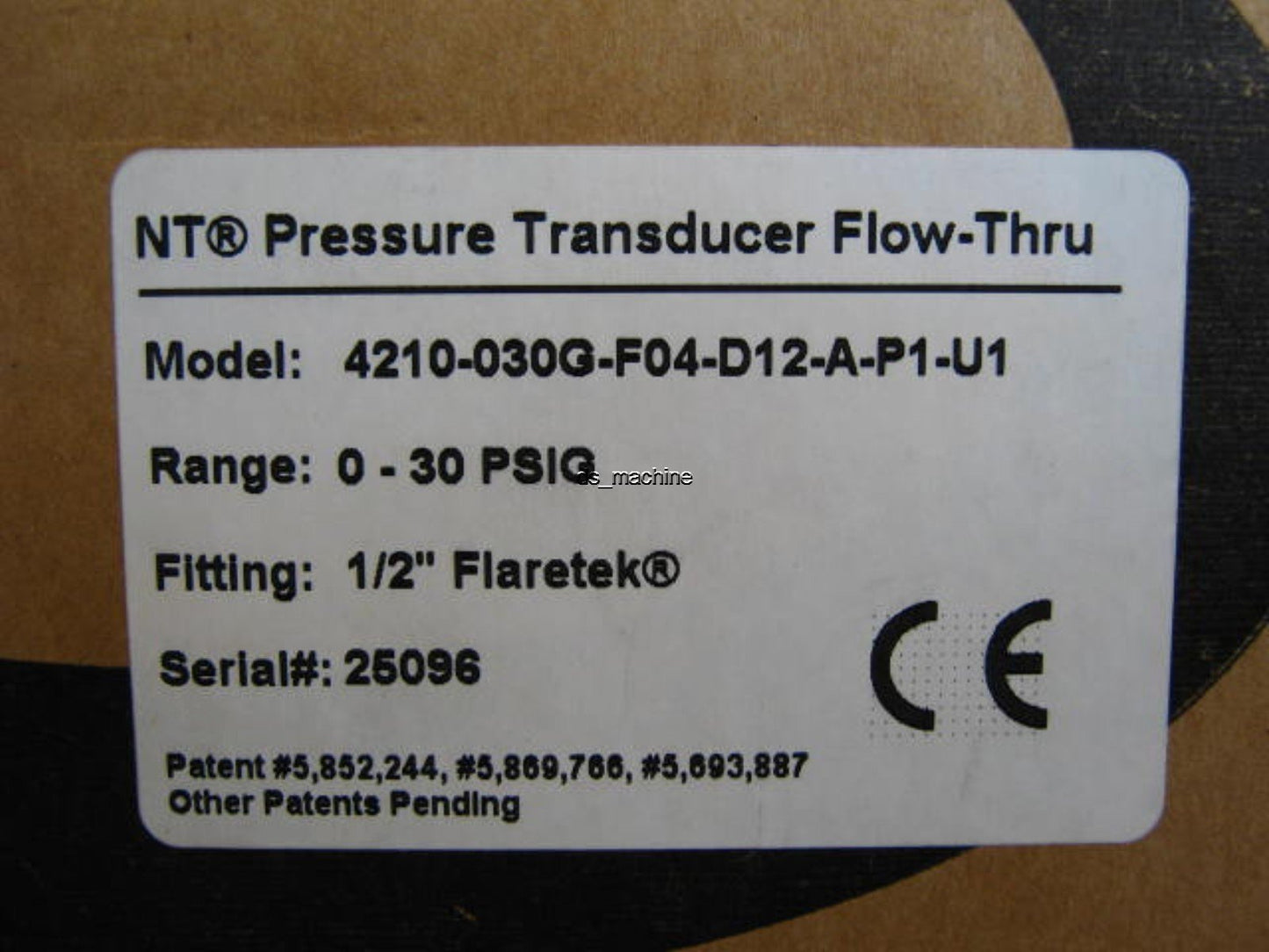 New Entegris 4210-030G NT Pressure Transducer Flow-Thru