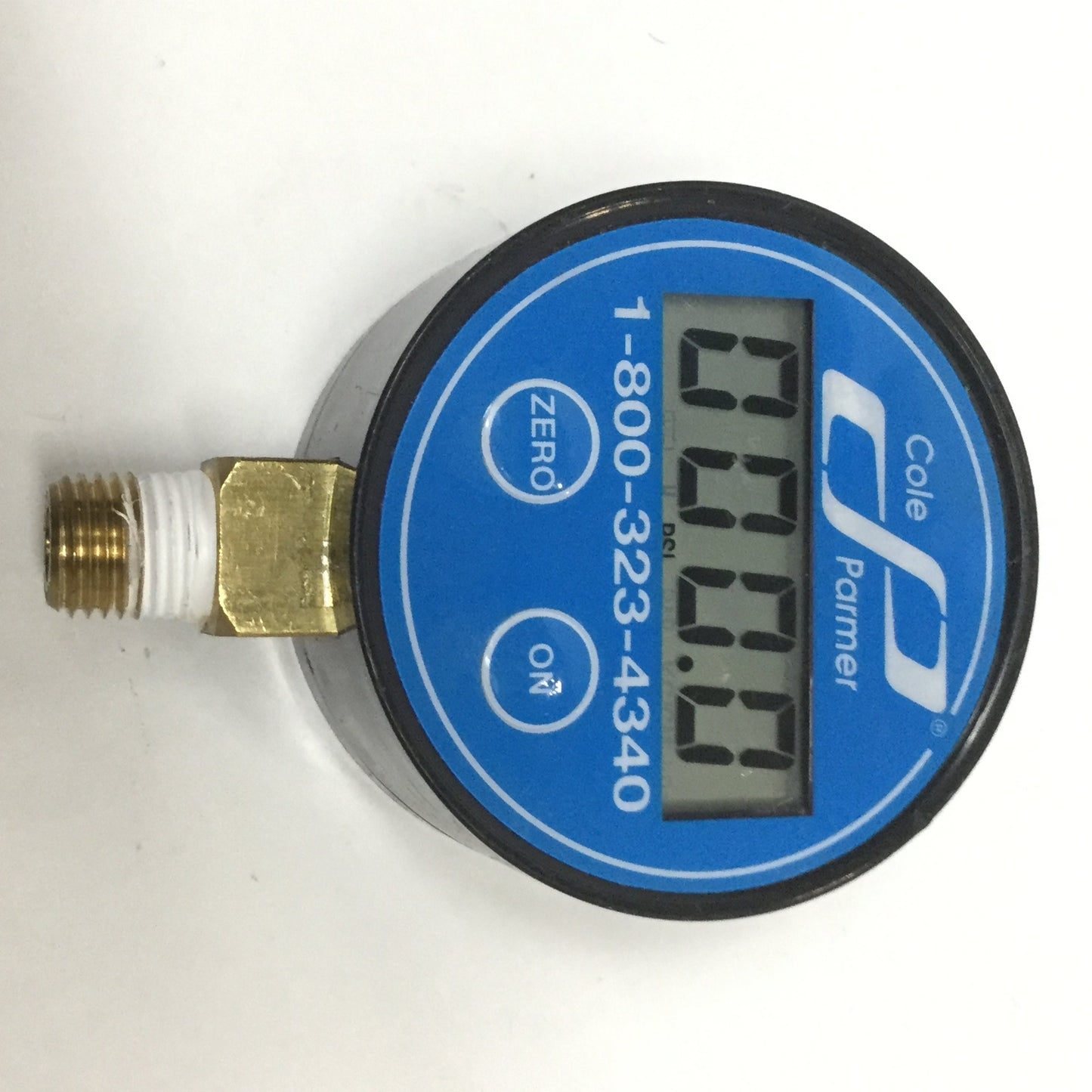 Used Cole Parmer 1200-100 Digital Pressure Gauge, 2-1/2", 0-100psi, 1/4" NPT