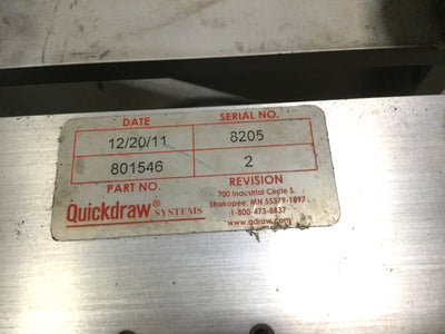 Used Quickdraw 801546 MR Series Slip Roller Conveyor, 30" Long, Voltage 24VDC 2.5A