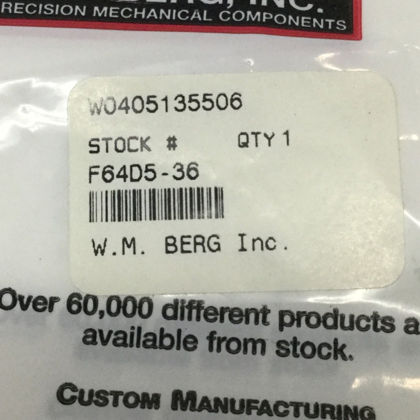 New Lot of 10 WM Berg F64D5-36 Tooth Delrin Plastic Spur Gears 3/8" Bore, 64 Pitch