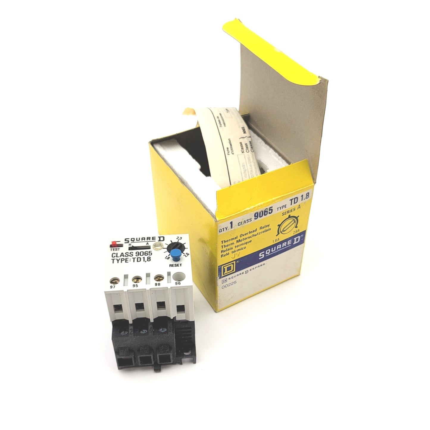 New Square D 9065 Type TD1.8 Thermal Overload Relay Range: 1.8A to 2.6A, 220-660VAC