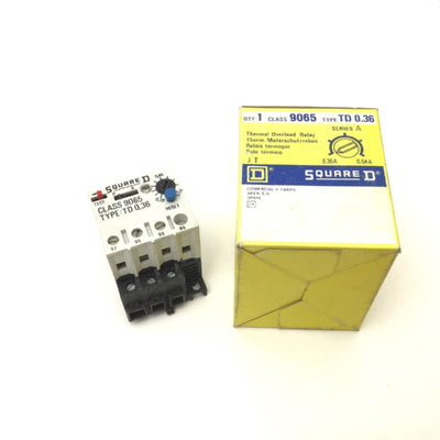New Square D 9065 Type TD0.36 Thermal Overload Relay Range: 0.39A to 0.54A, 220-660V