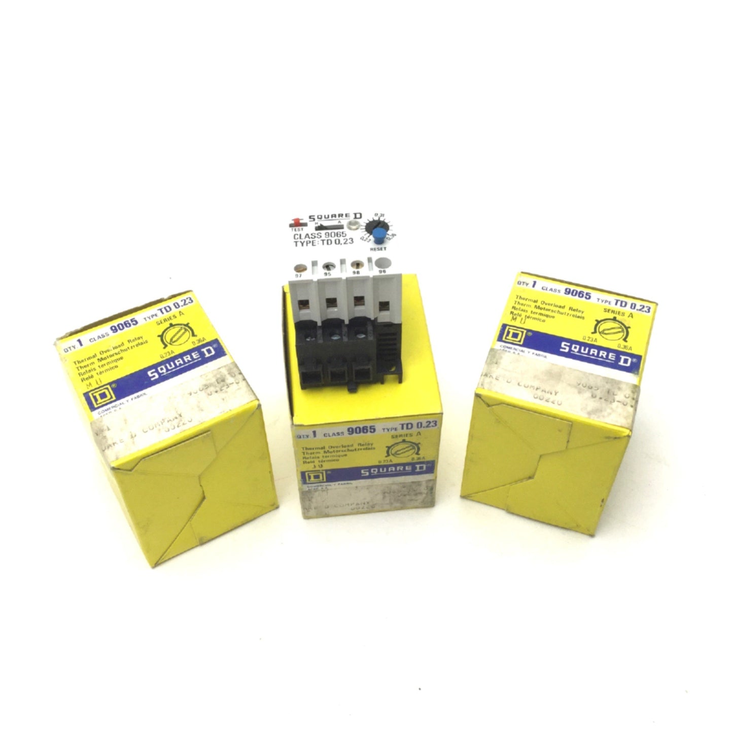 New Lot Of 3 Square D 9065 Type TD0.23 Thermal Overload Relay Range: 0.23A to 0.36A