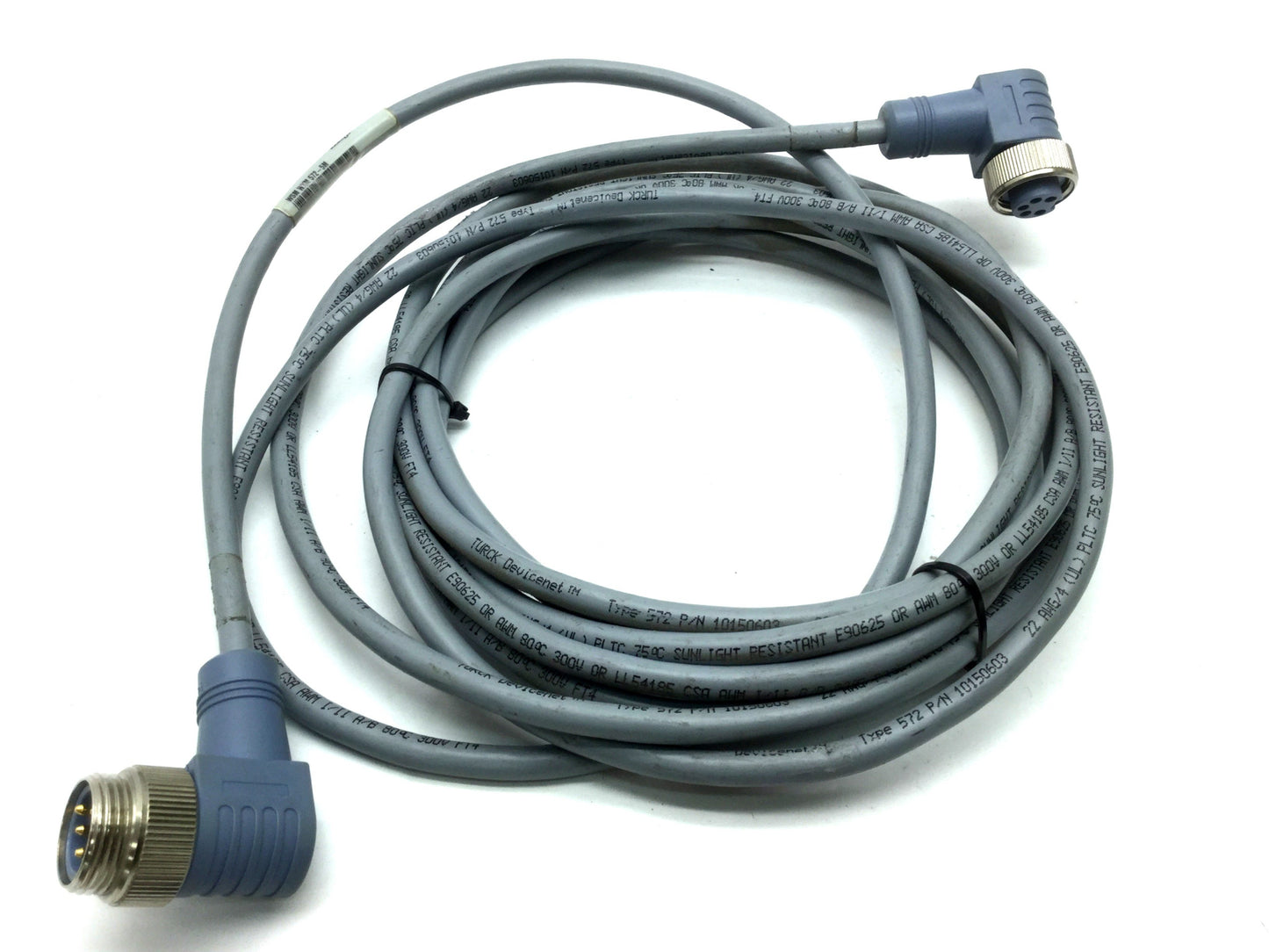 Used Turck WSM WKM 572-5M Right Angle Male to Female Connector 5-Pin 300V 5A