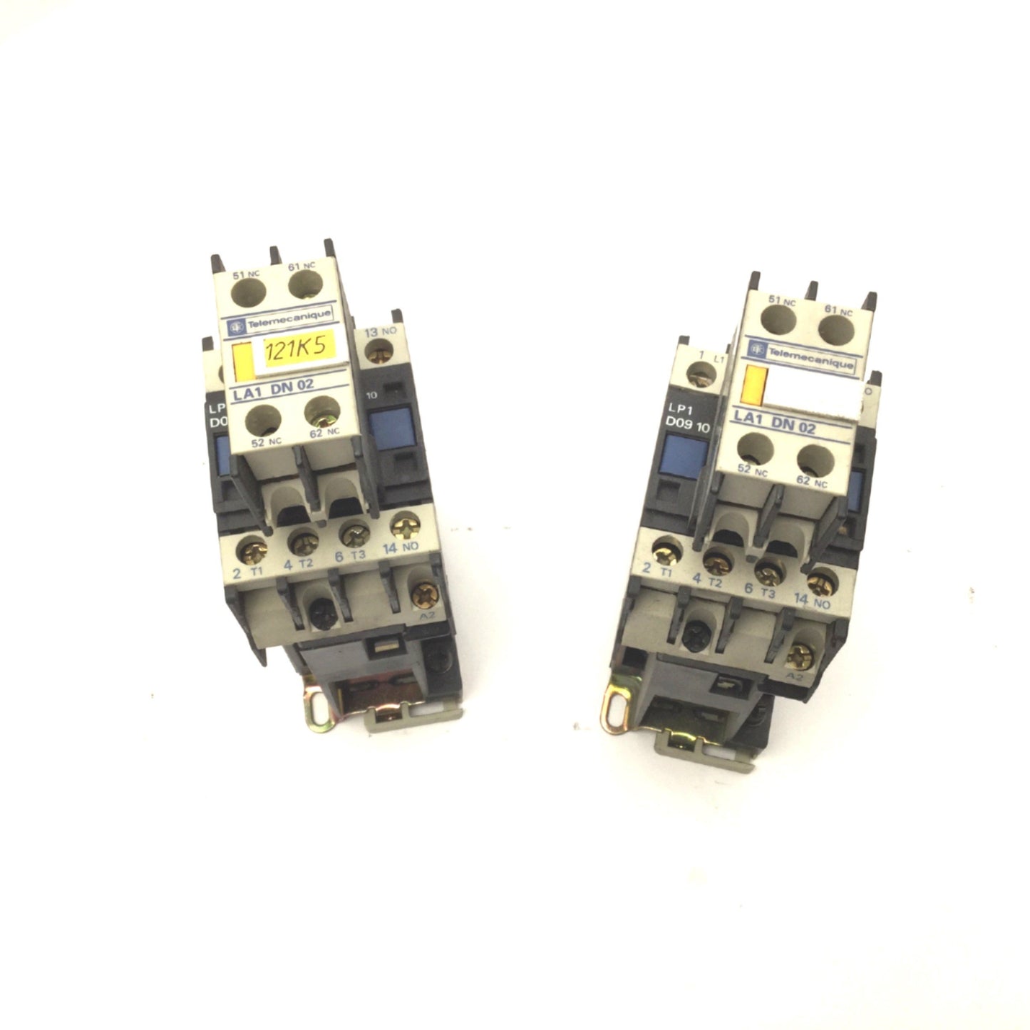 Used Lot of 2 Telemecanique LP1 D0910 Motor Contactors With LA1 DN02 Aux Contactors