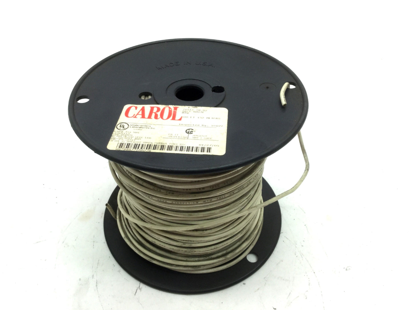 New – Open box Carol 76512.18.02 Hook-Up Wire Spool 16 AWG 26/30 Strands 600V White 500'
