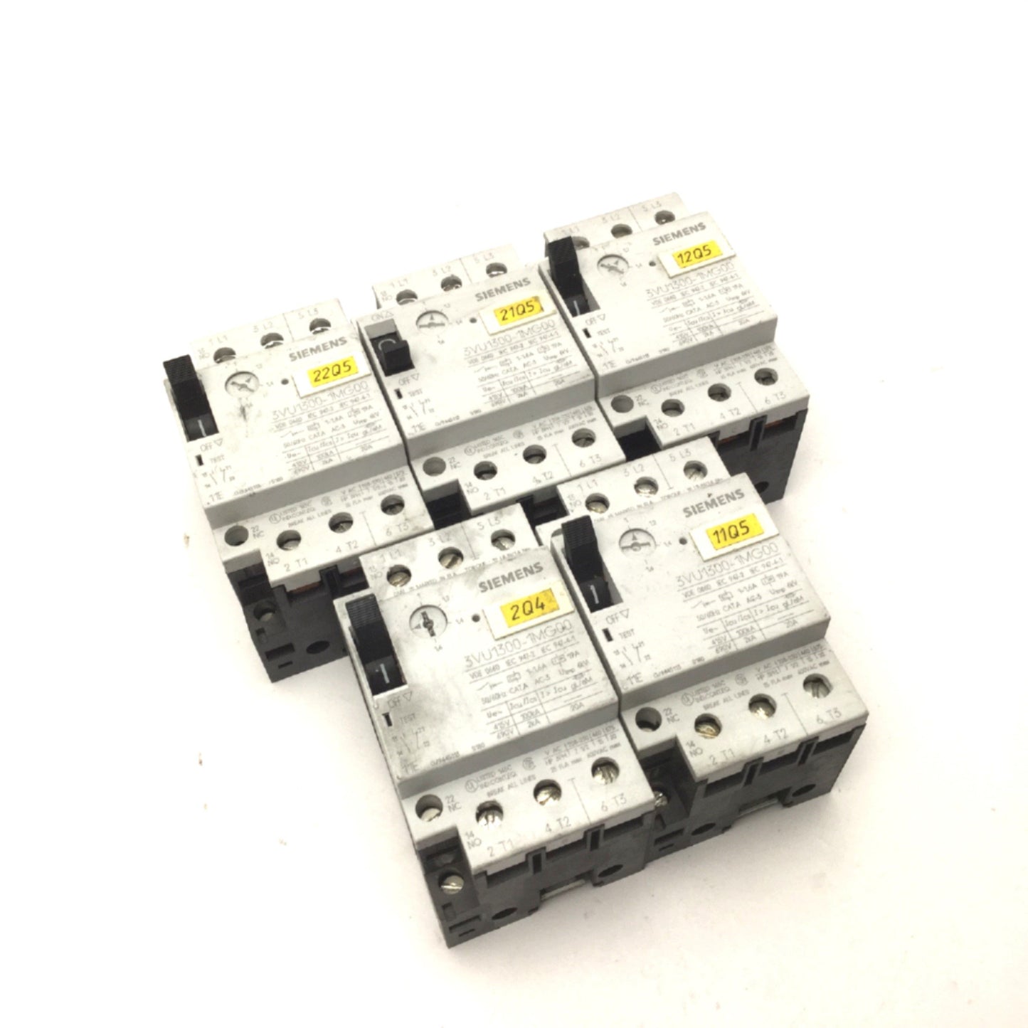 Used Lot Of 5 Siemens 3VU1300-1MG00 Motor Protection Circuit Breakers 1-1.6A 600VAC