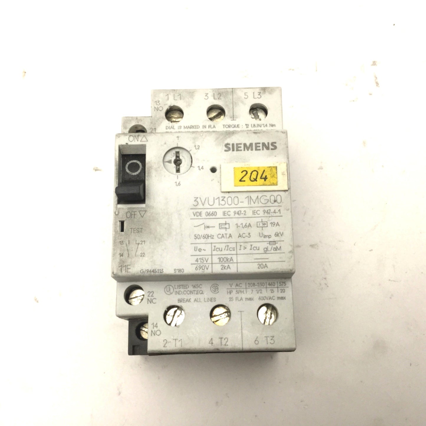 Used Lot Of 5 Siemens 3VU1300-1MG00 Motor Protection Circuit Breakers 1-1.6A 600VAC