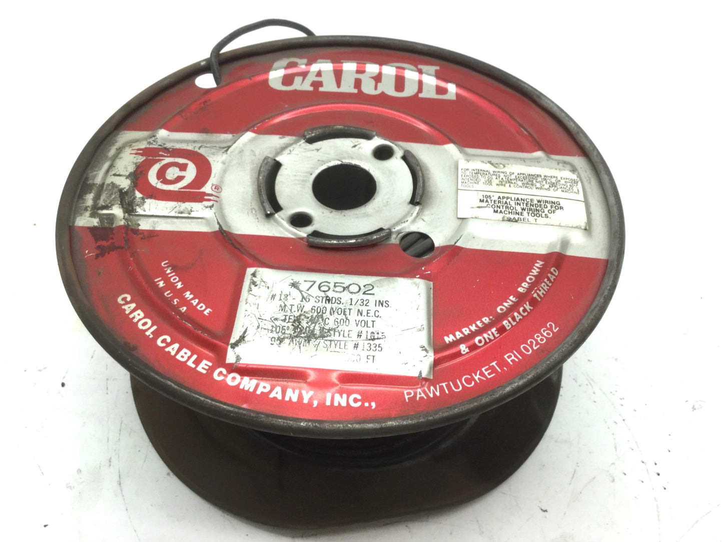New – Open box Carol 76502.18.01 Hook-Up Wire Spool 18 AWG 16/30 Strands 600V Black, 250'