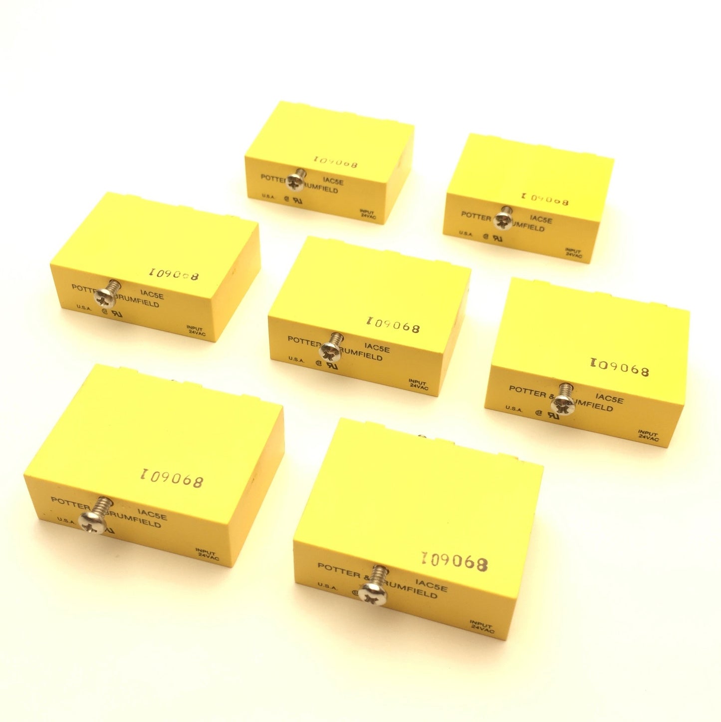 Used Lot of 7 Potter & Brumfield IAC5E I/O Relay Module, Input: 24VAC, Output: 5VDC