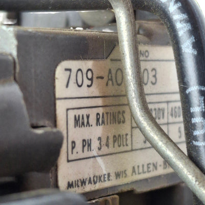 Used Allen Bradley 709-AOD103 Series K Motor Starter Size 0 Coil Voltage: 120VAC