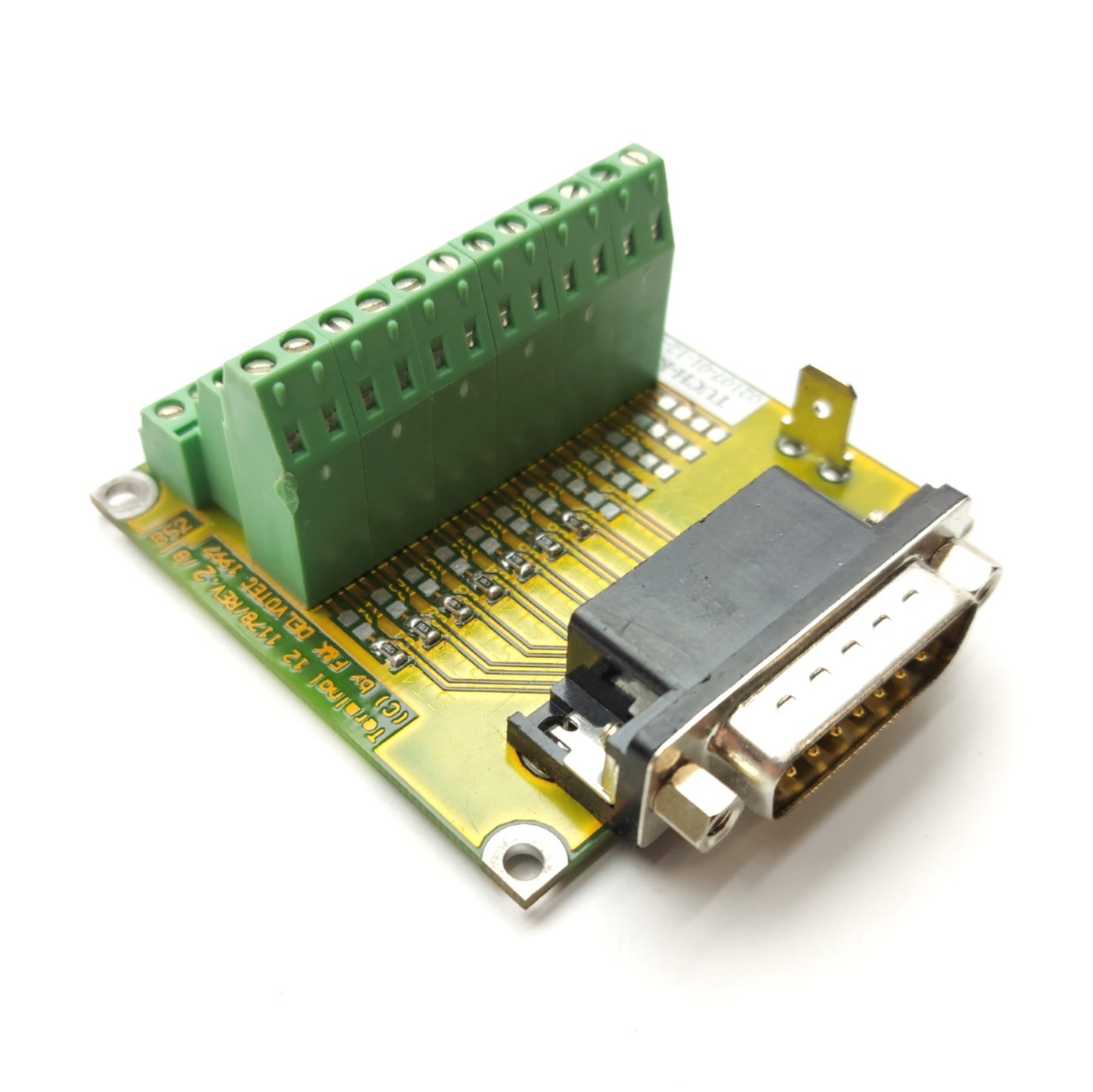 Used F&K Delvotec 1178 Terminal 12 Breakout Board, 15-Pin D-Sub Male to Terminals