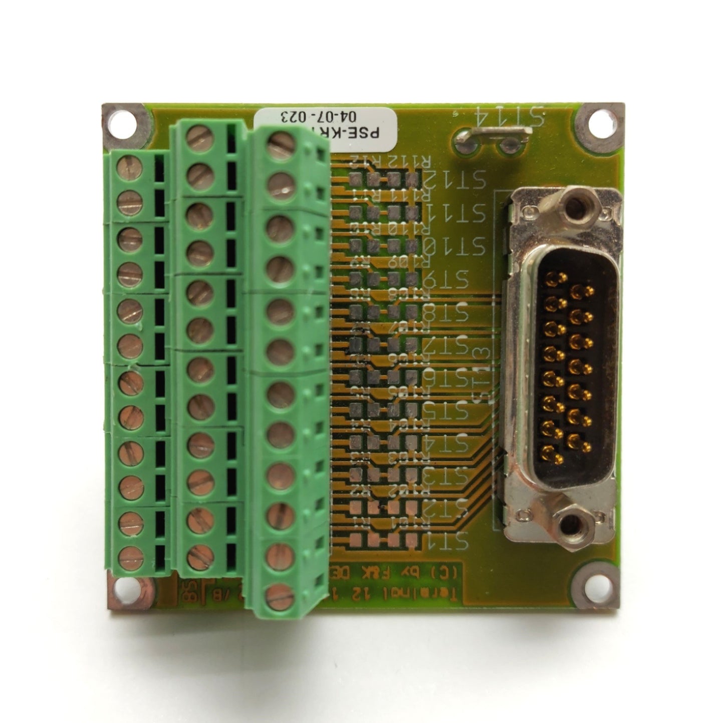 Used F&K Delvotec 1178 Breakout Board Terminal 12, 15-Pin D-Sub Male to Terminals
