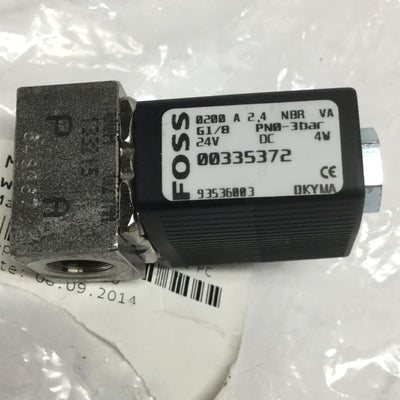 New – Open box Burkert 0200 003353272 2-Way Solenoid Plunger Valve, NBR VA, 24VDC Coil, 0-44psi
