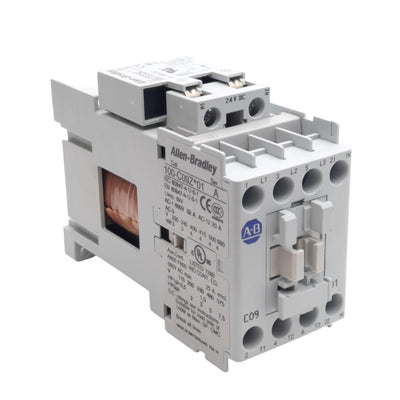 Used Allen Bradley 100-C09ZJ01 Contactor 25A, 3-Pole + 1NC, 24VDC Coil w/Suppressor