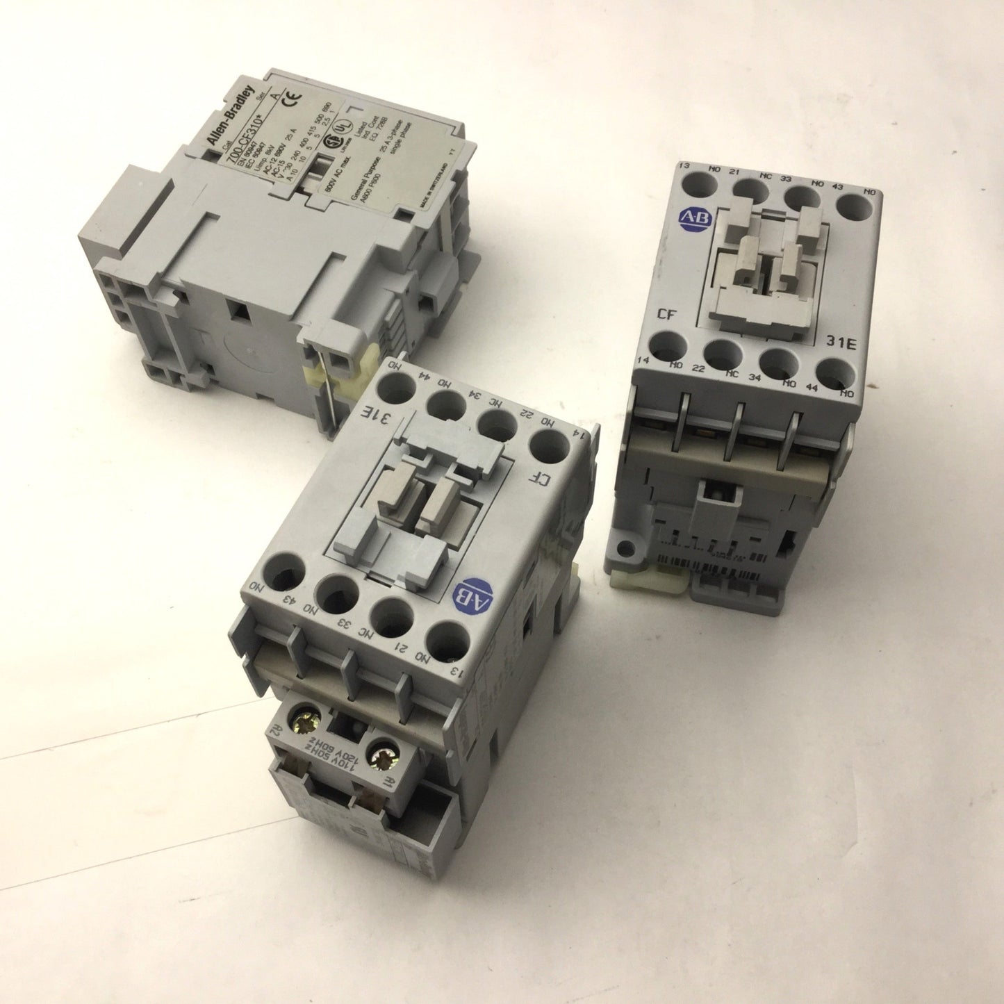 Used Lot of 3 Allen Bradley 700-CF310* Contactors, Coil: 110/120VAC 50/60Hz, 690V 25A