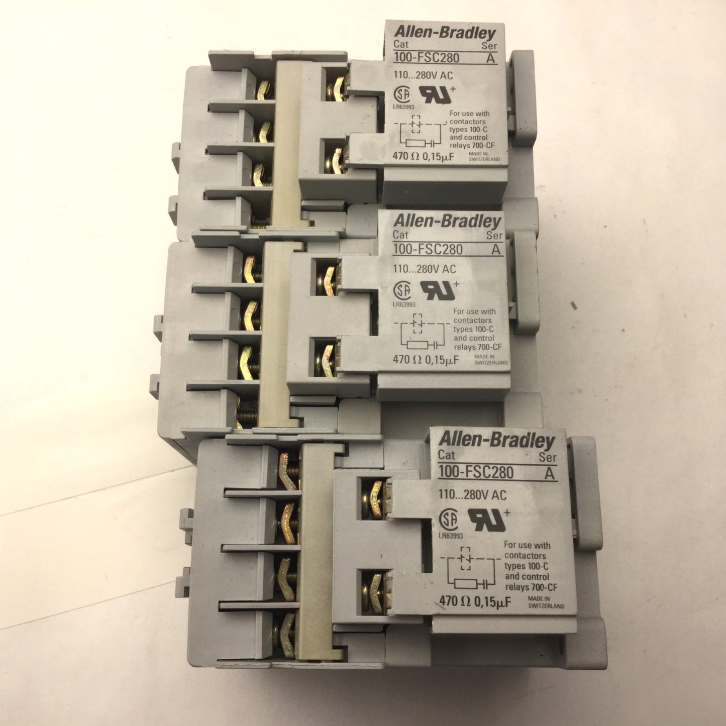 Used Lot of 3 Allen Bradley 700-CF310* Contactors, Coil: 110/120VAC 50/60Hz, 690V 25A