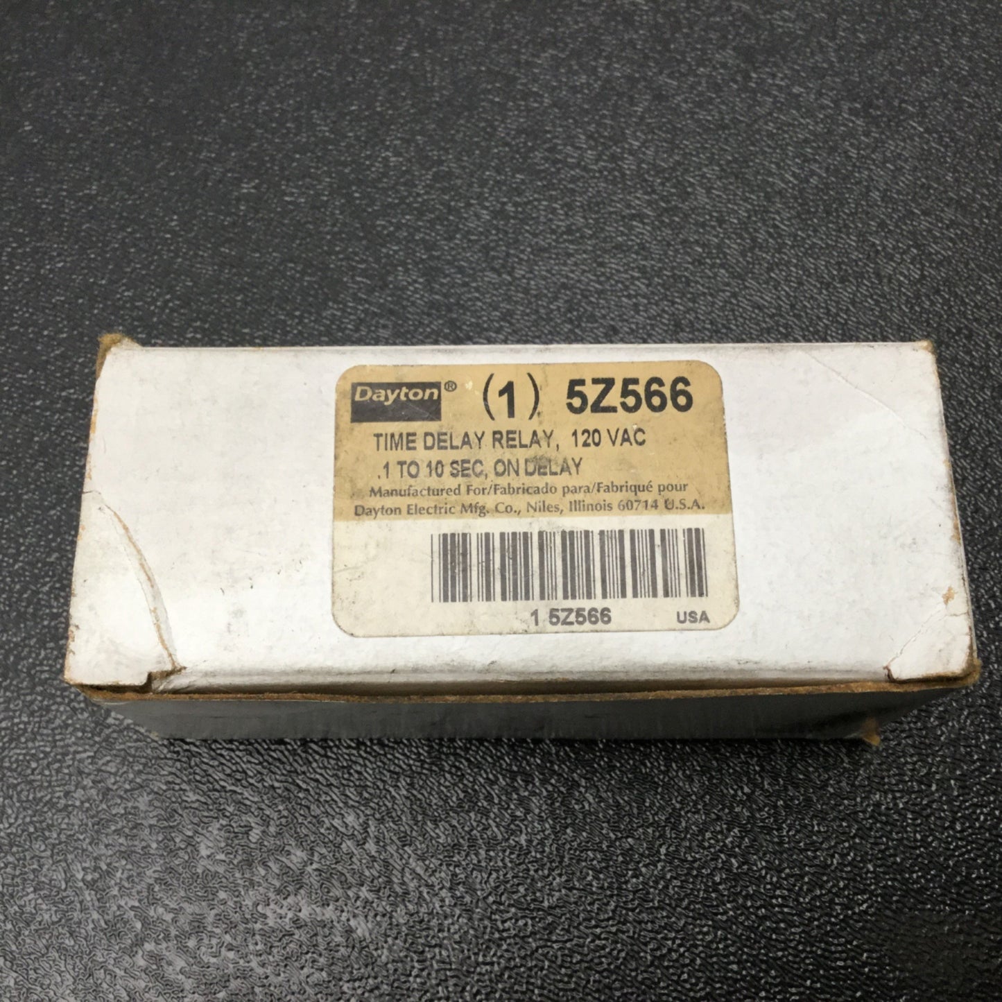 Used Dayton 5Z566 Time Delay Relay Range: 0.1 To 10 Seconds, Input: 120VAC 50/60Hz