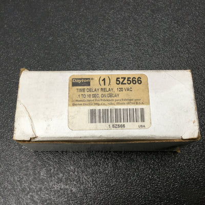 Used Dayton 5Z566 Time Delay Relay Range: 0.1 To 10 Seconds, Input: 120VAC 50/60Hz