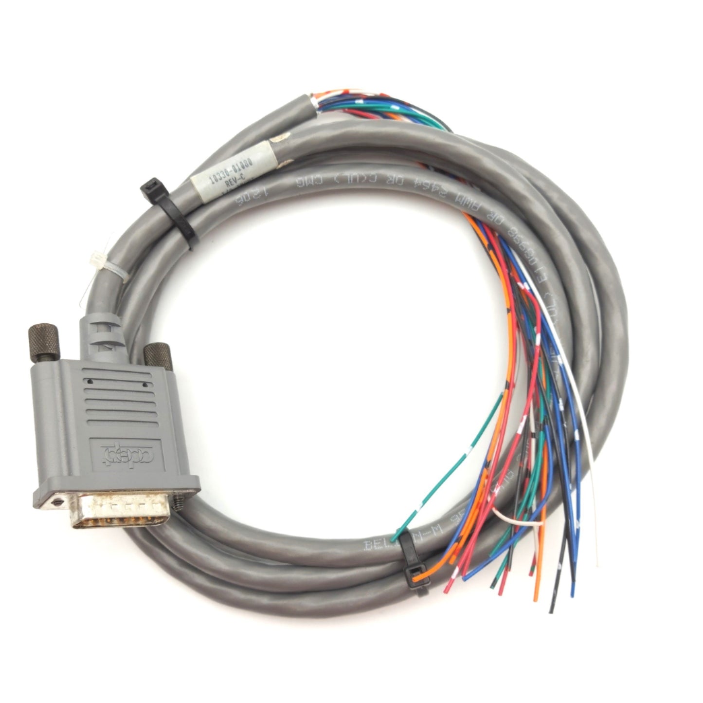 Used Adept 10330-01080 Rev. C Robot I/O Input Cable, 26-Pin D-Sub to Leads, 6' Long