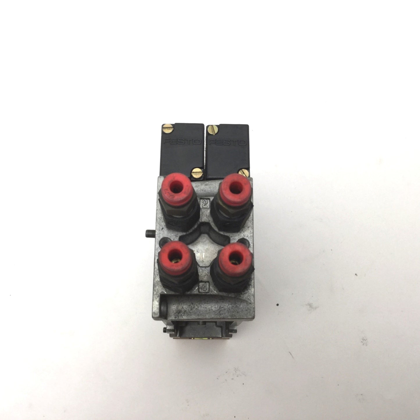 Used 2x Festo MT2H-5/2-4,0-L-S-VI Solenoid Valves On Festo VIGM-03-4,0 Manifold Block