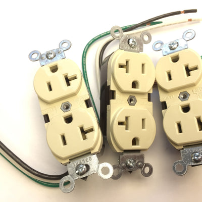 New – Open box Lot of 4 Leviton Duplex Receptacle Ivory, Pre-Wired, NEMA 5-20R, 2P 3W 20A 125V