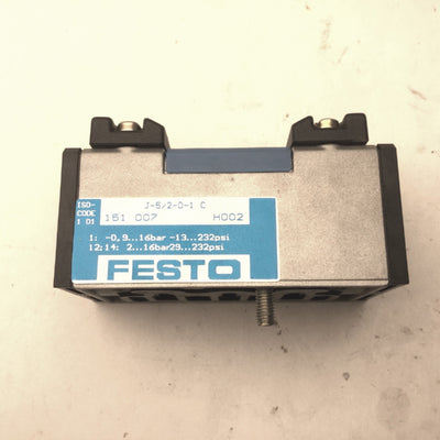 New – Open box Festo J-5/2-D-1 C Bistable Pneumatic Piston Gate Valve, -0.9 to 16 Bar
