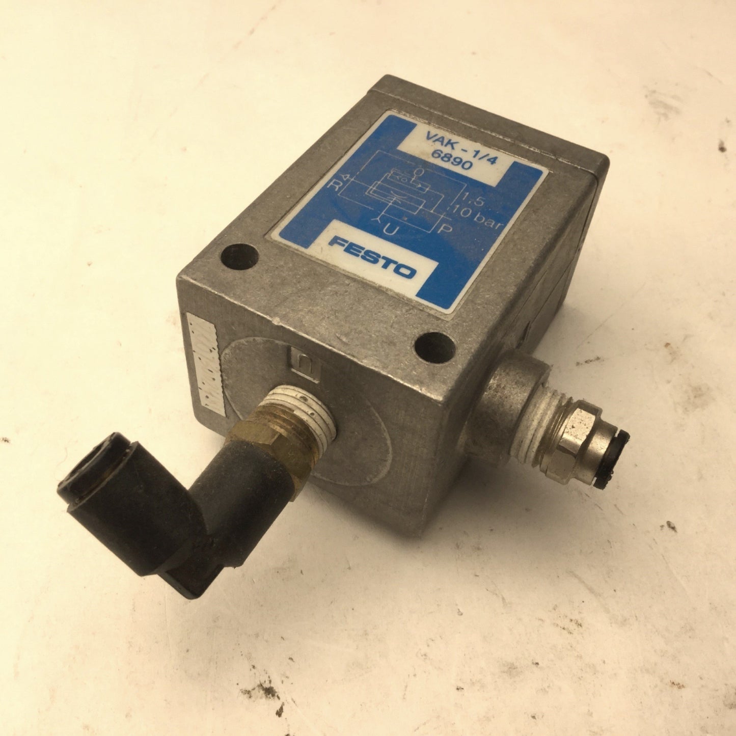 Used Festo 6890 VAK-1/4 Vacuum Generator, 21-145PSI, G1/4, 80% Max Vacuum