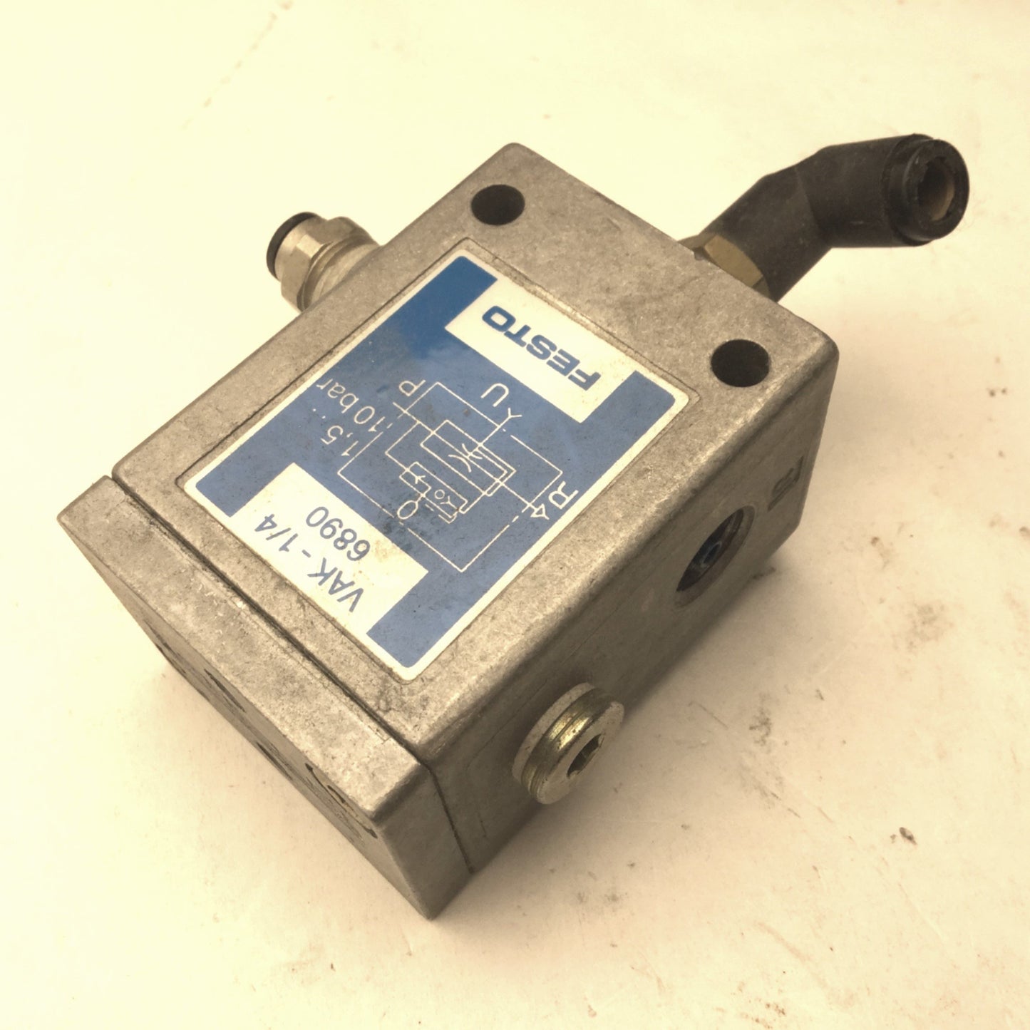 Used Festo 6890 VAK-1/4 Vacuum Generator, 21-145PSI, G1/4, 80% Max Vacuum