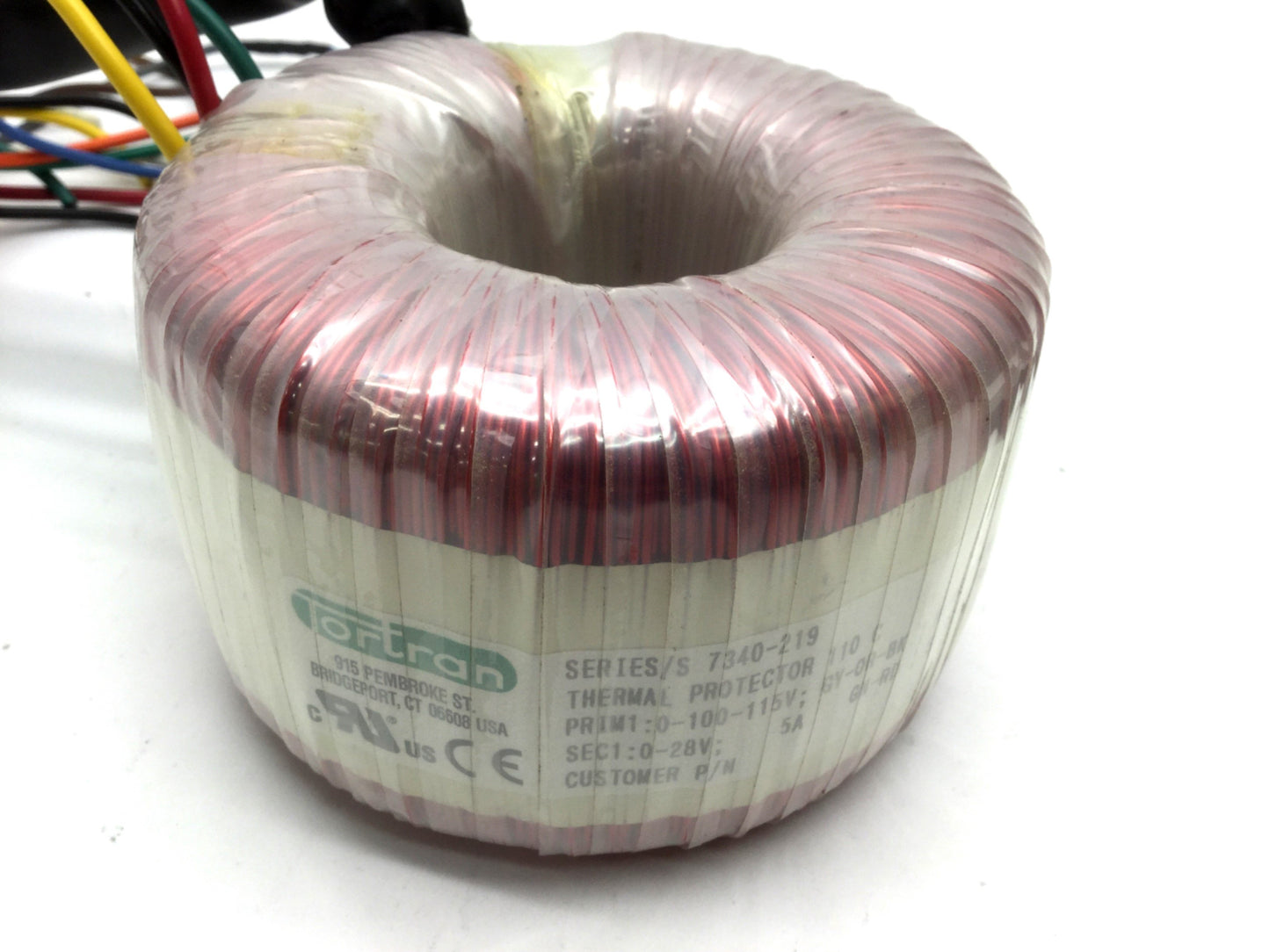 Used Tortran EAX01007 Toroidal Power Transformer, Prim: 100-115V, Sec: 0-28V 5A