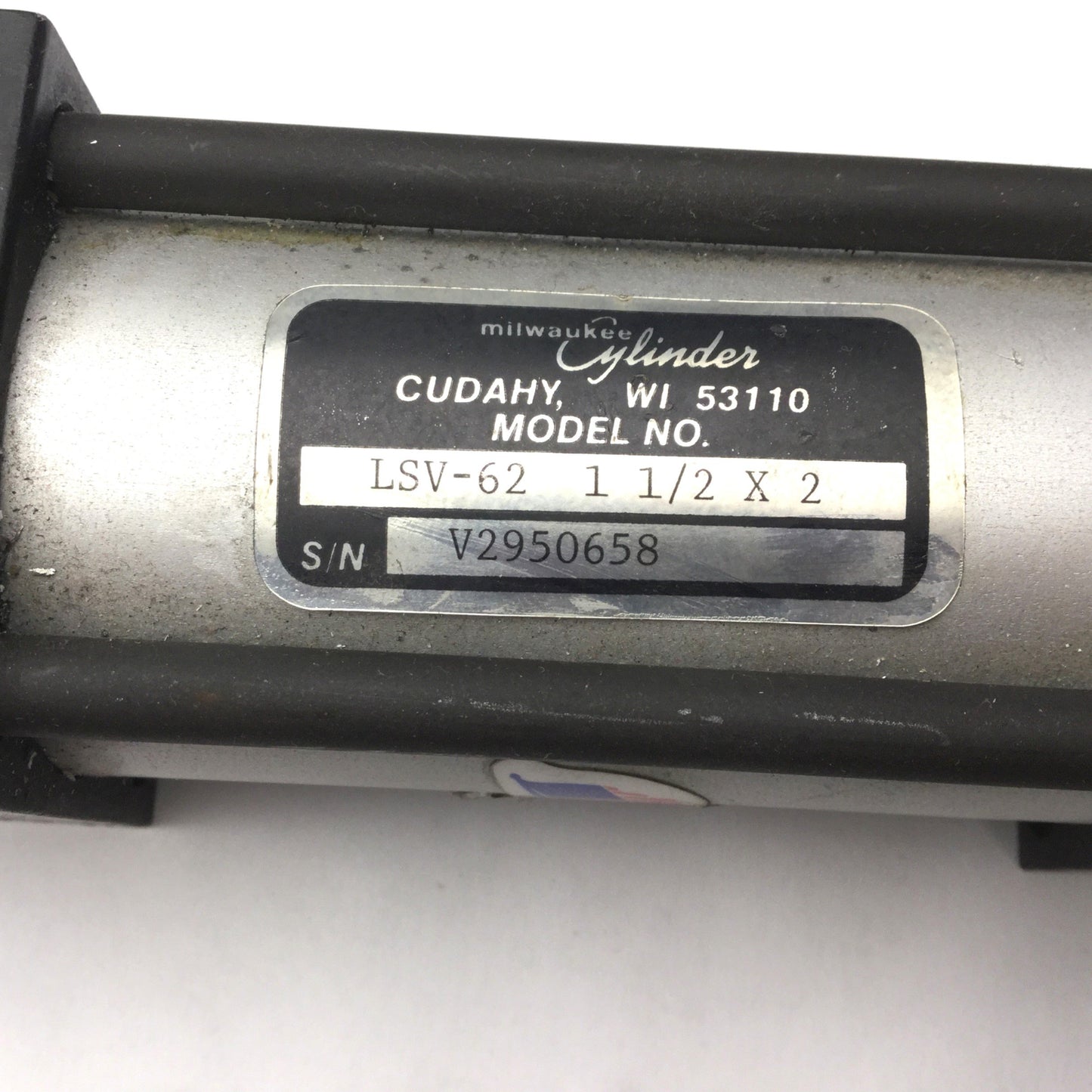 Used Milwaukee Cylinder LSV-62 1 1/2 X 2 Double Acting Cylinder, 2" Stroke, 1/4"NPT