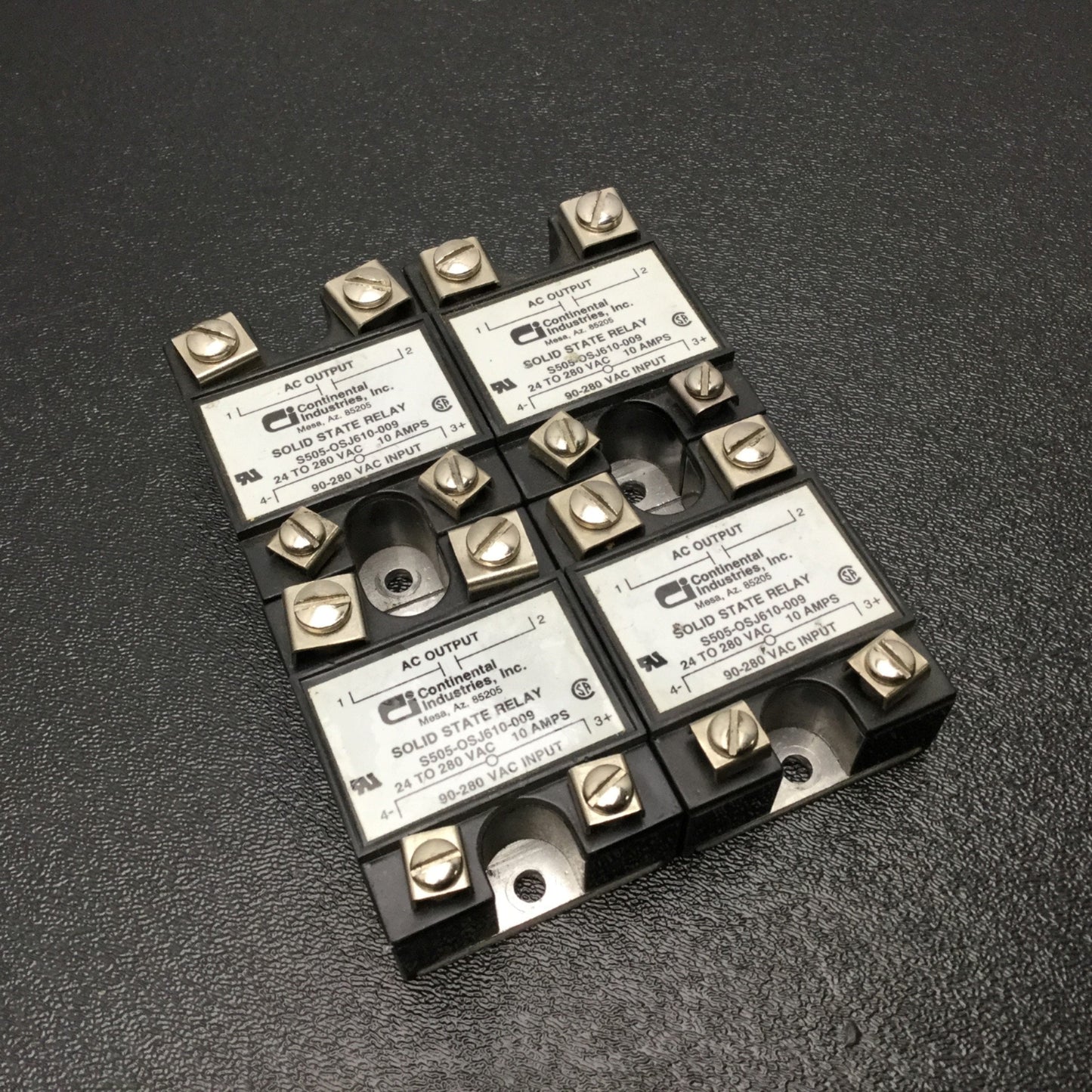 Used Lot Of 4 Continental Industries S505-OSJ610-009 Solid State Relay, 24-280VAC 10A