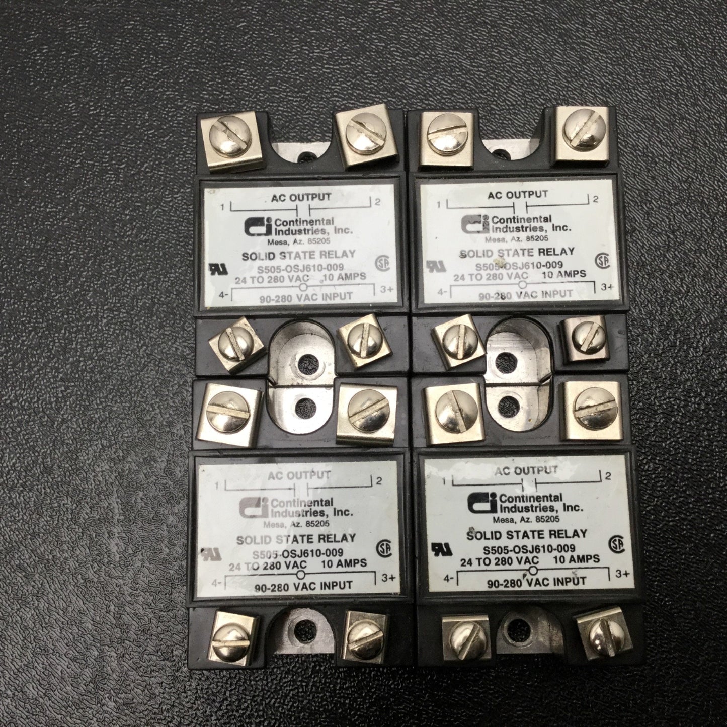 Used Lot Of 4 Continental Industries S505-OSJ610-009 Solid State Relay, 24-280VAC 10A