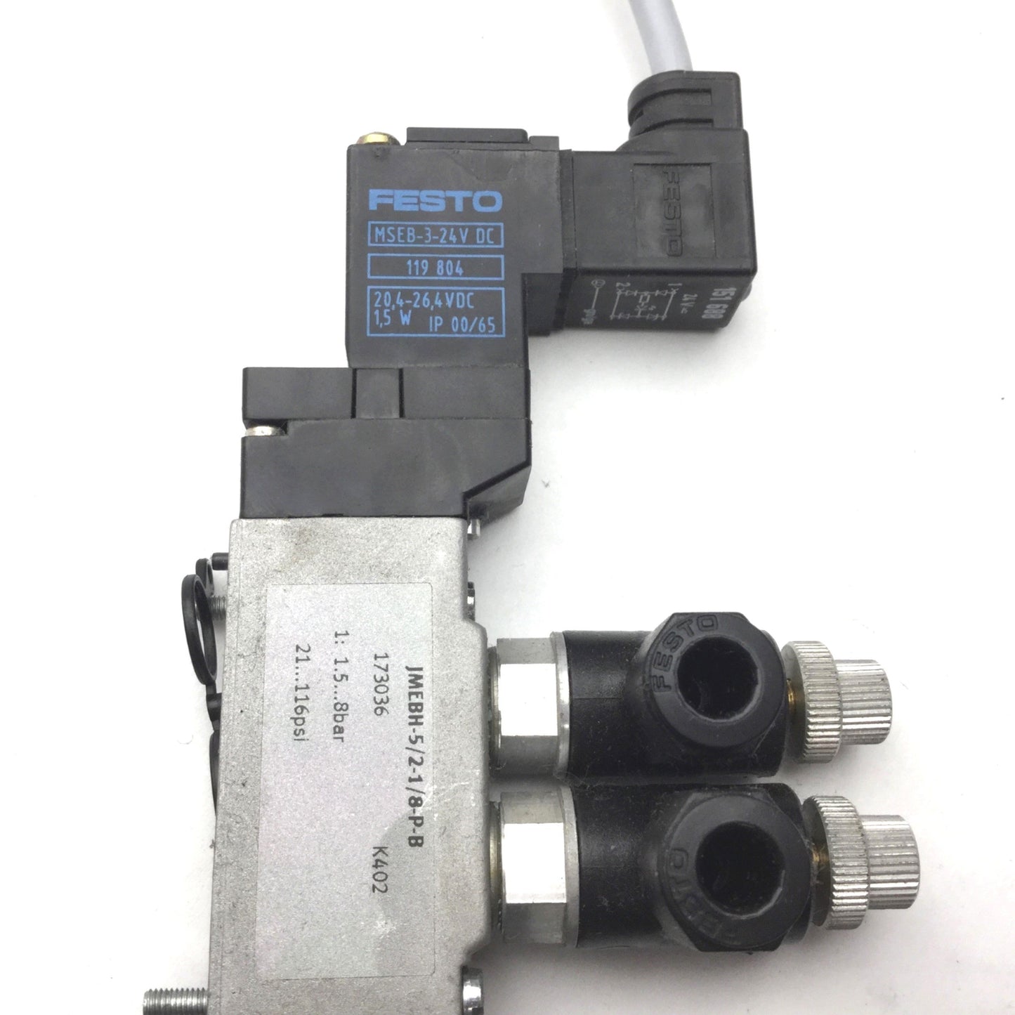Used Festo JMEBH-5/2-1/8-P-B Solenoid Valve, 1.5-8 Bar, Series K202, IP65