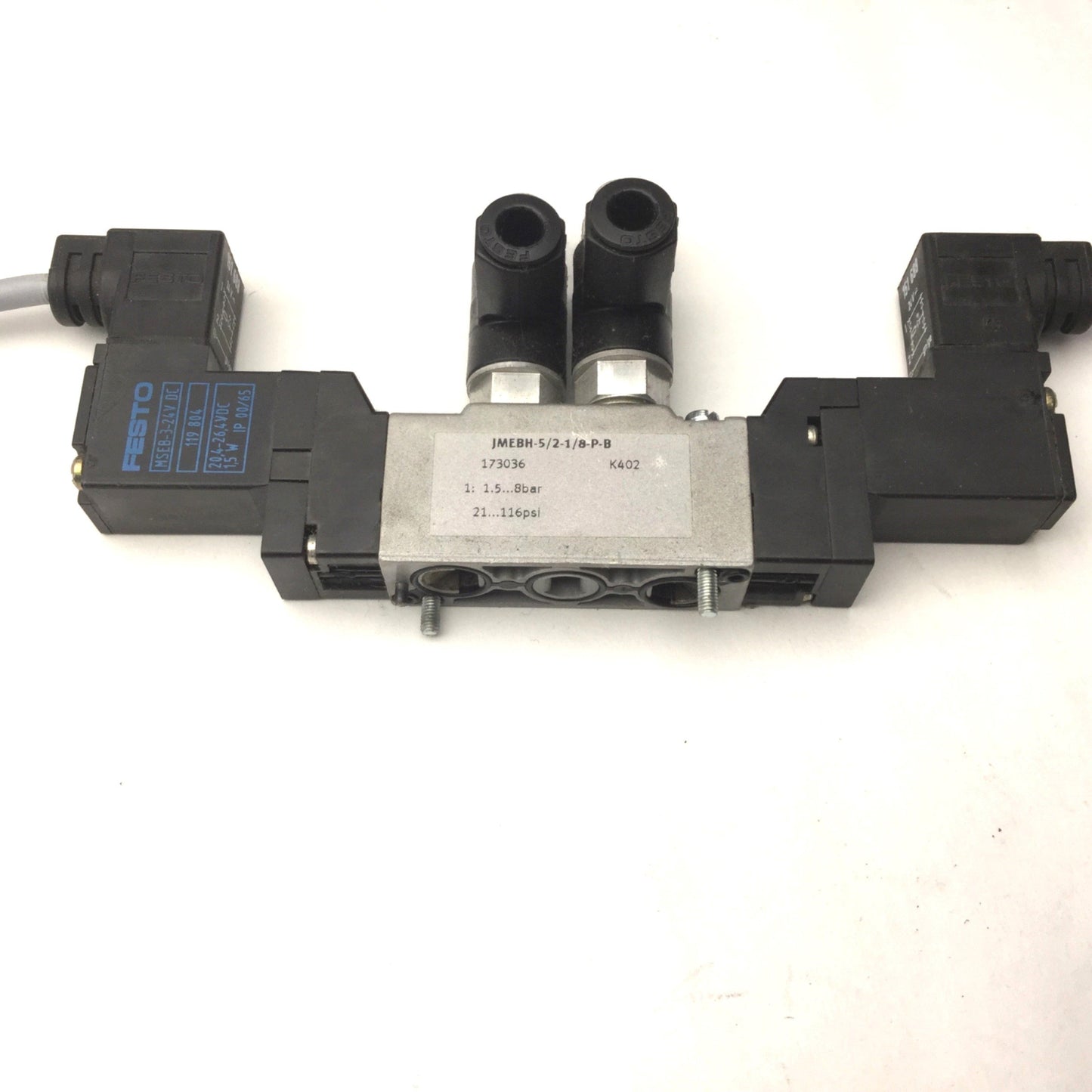 Used Festo JMEBH-5/2-1/8-P-B Solenoid Valve, 1.5-8 Bar, Series K202, IP65