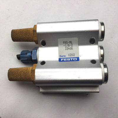 Used Festo PRS-ME-1/8-2 Manifold Block 2 Valve Positions G1/4 & M5 Ports, K202 Serie