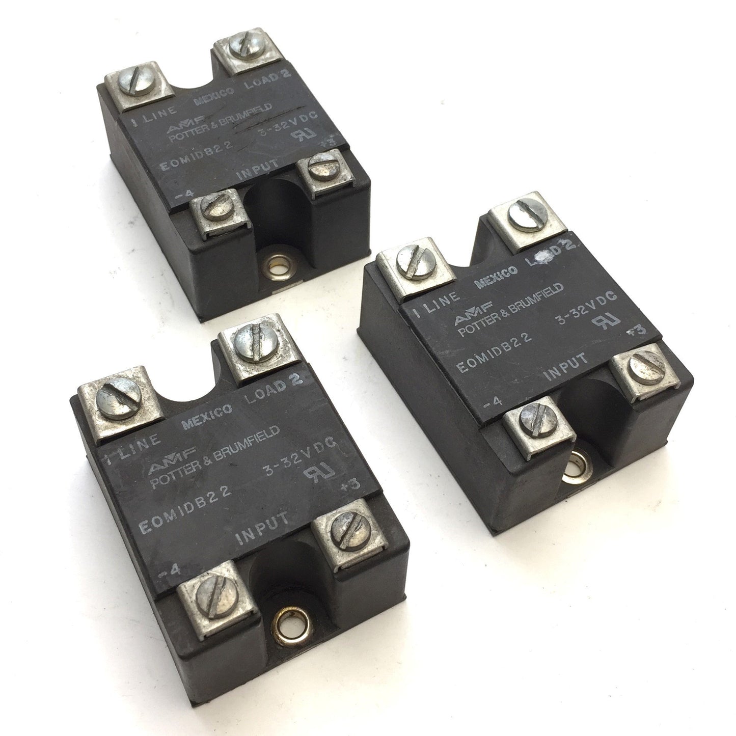 Used Lot of 3 Potter & Brumfield EOMIDB22 Solid State Relays, SSR, Input 3-32VDC