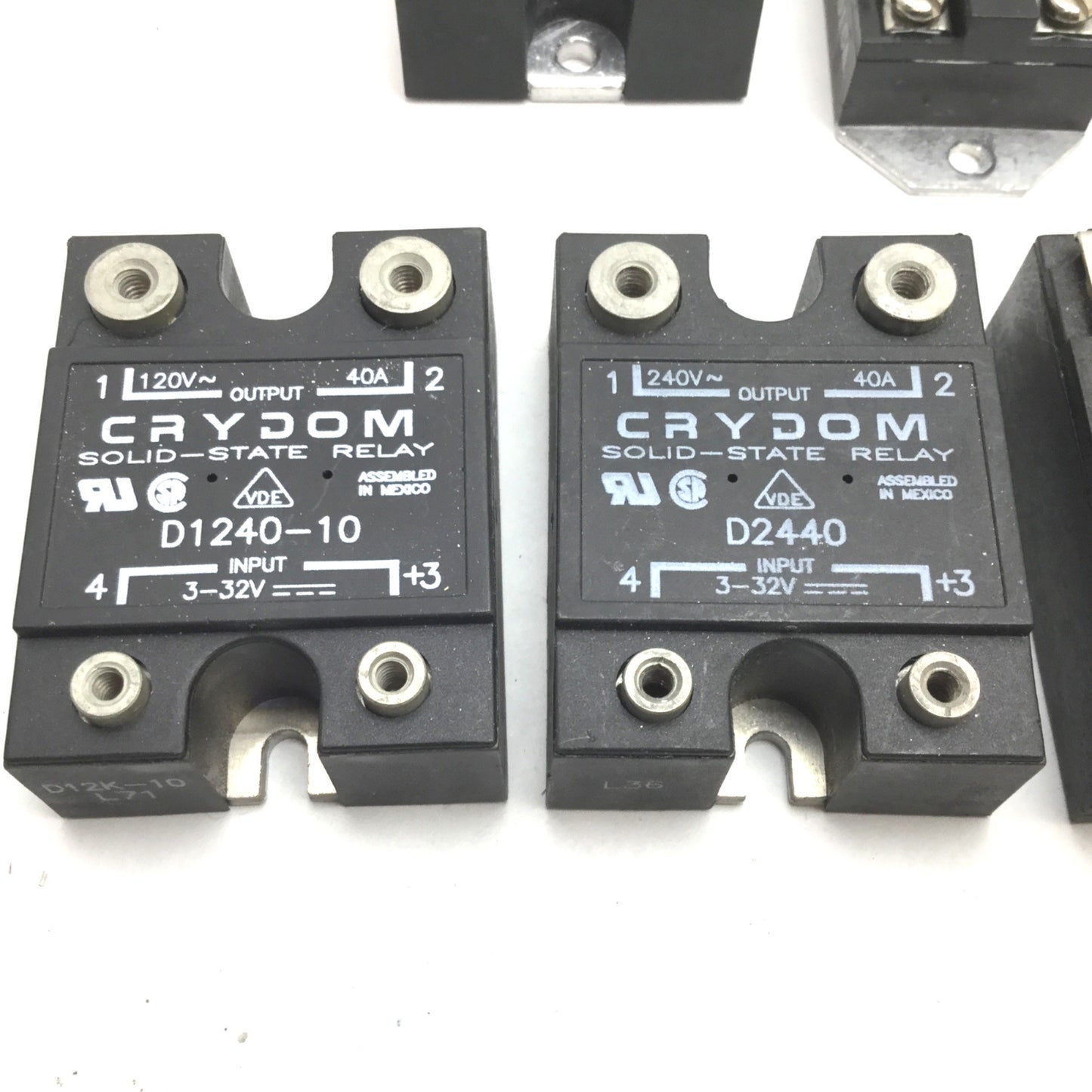 Used Lot of 7 Assorted Solid State Relay, 5A 12A 25A 40A 60VDC 100VDC 120VAC 240VAC