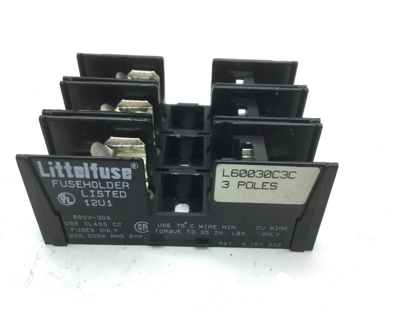 Used Lot of 2 Littelfuse L60030C3C Fuse Holder Block 3-Pole 600V 30A