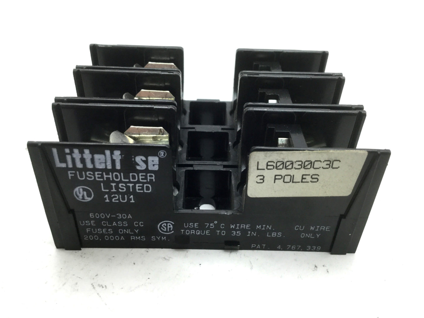 Used Lot of 2 Littelfuse L60030C3C Fuse Holder Block 3-Pole 600V 30A