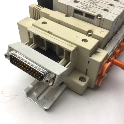 Used Bank of 10 SMC SV2100-5FU Solenoid Valves 5-Port, 2-Position *Broken Connection*