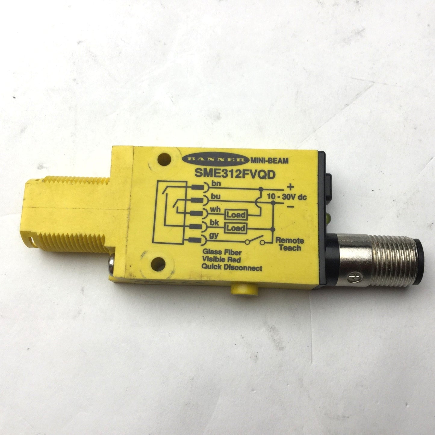 Used Banner SME312FVQD Mini-Beam Fiber Optic Amplifier, Voltage: 10-30VDC, NPN PNP
