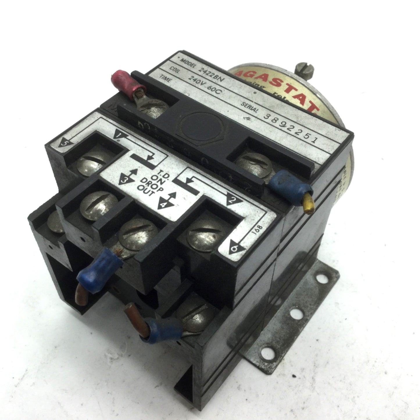 Used TE Connectivity 2422BN Timing Relay Contacts 240VAC 1/4 HP