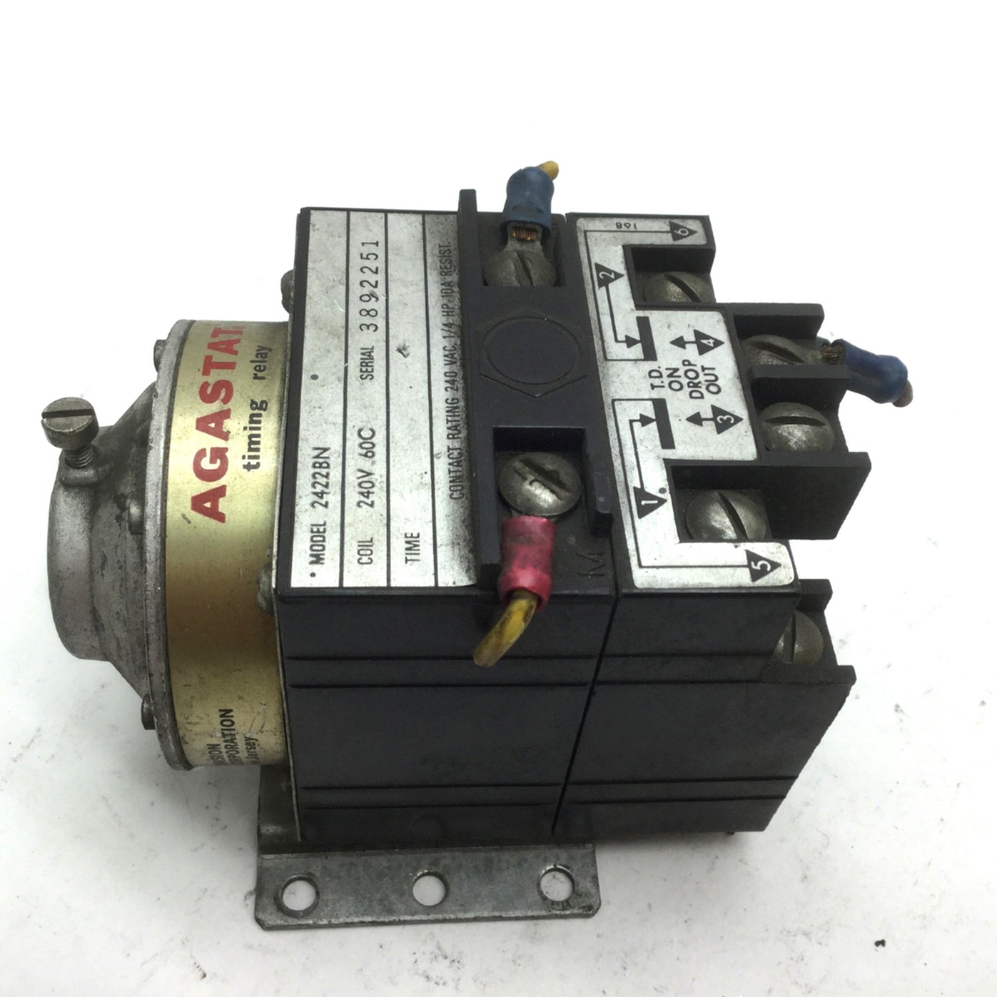 Used TE Connectivity 2422BN Timing Relay Contacts 240VAC 1/4 HP