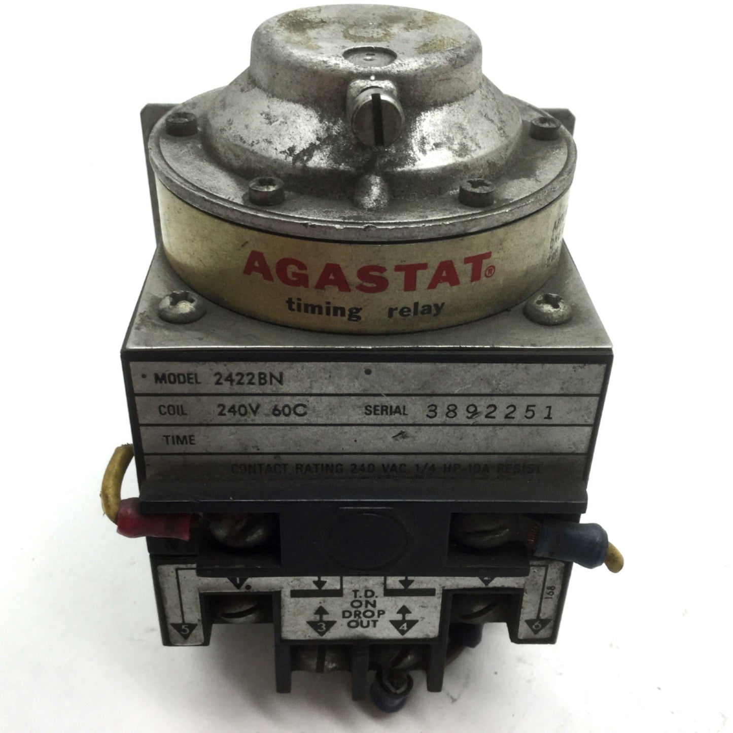 Used TE Connectivity 2422BN Timing Relay Contacts 240VAC 1/4 HP