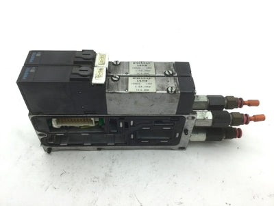 Used 2x Festo MT2H-5/2-4.0-L-S-VI Solenoid Valves On Festo VIGM-03-4.0 Manifold Block
