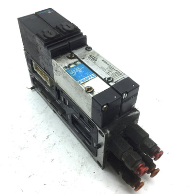 Used 2x Festo MT2H-5/2-4.0-L-S-VI Solenoid Valves On VIGM-03-4.0 Manifold Block