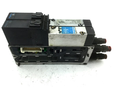 Used 2x Festo MT2H-5/2-4.0-L-S-VI Solenoid Valves On VIGM-03-4.0 Manifold Block
