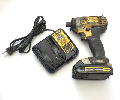 Used DeWalt DCF885 1/4" Cordless Impact Driver 20V DCB107 Lithium Ion Charger Battery