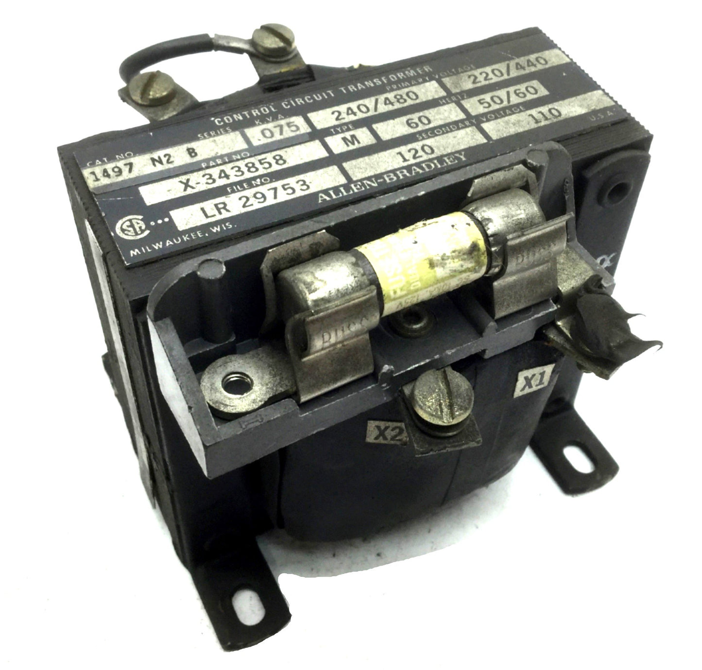 Used Allen Bradley 1497-N2-B Control Circuit Transformer Prim 240/480 Sec 120 110